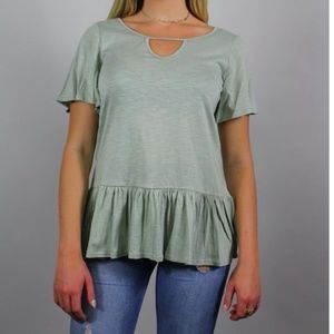 🎉Host Pick🎉 Zutter Green Ruffle Peplum Top
